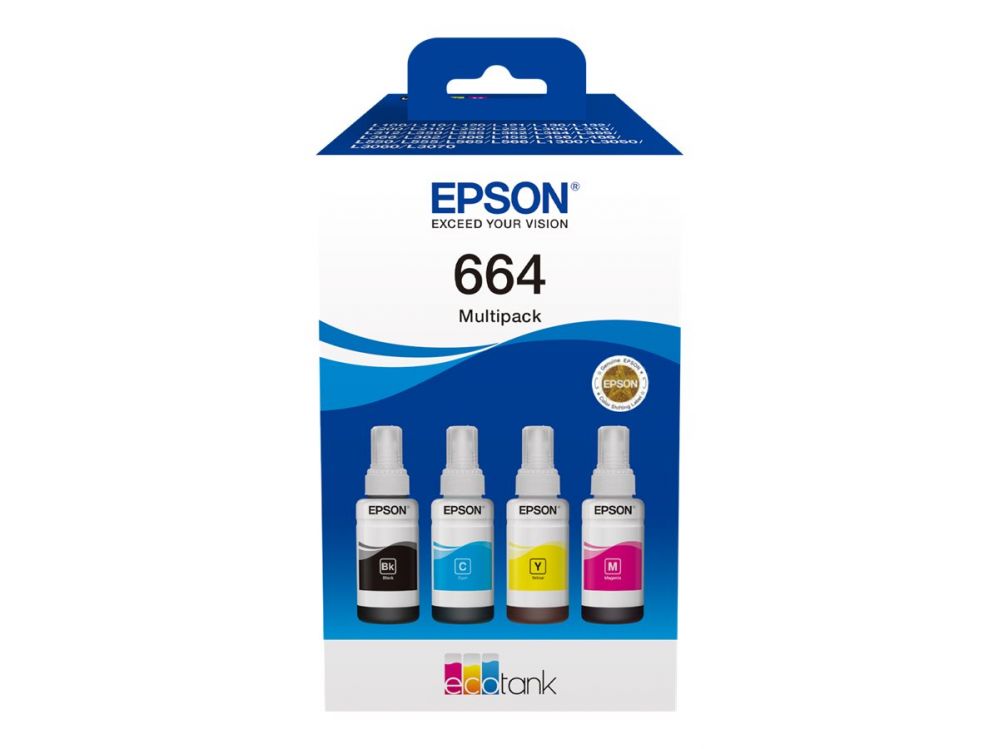 Printer accessories EPSON 664 EcoTank 4-colour multipack | C13T66464A | 664 EcoTank 4-colour multipack | Ink tank | Black, yellow, cyan, magenta