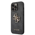 Aizmugurējais vāciņš Guess - Guess PU 4G Metal Logo Case for iPhone 14 Pro Grey