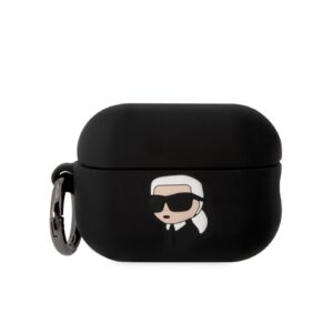 Aizmugurējais vāciņš Karl Lagerfeld - Karl Lagerfeld 3D Logo NFT Karl Head Silicone Case for AirPods Pro 2 Black 