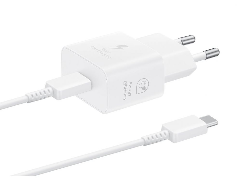Adapteriai Samsung - EP-T2510XWE Samsung USB-C 25W Travel Charger + USB-C Data Cable White