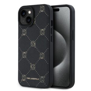 Aizmugurējais vāciņš Karl Lagerfeld - Karl Lagerfeld PU Karl Heads Pattern MagSafe Case for iPhone 15 Black 