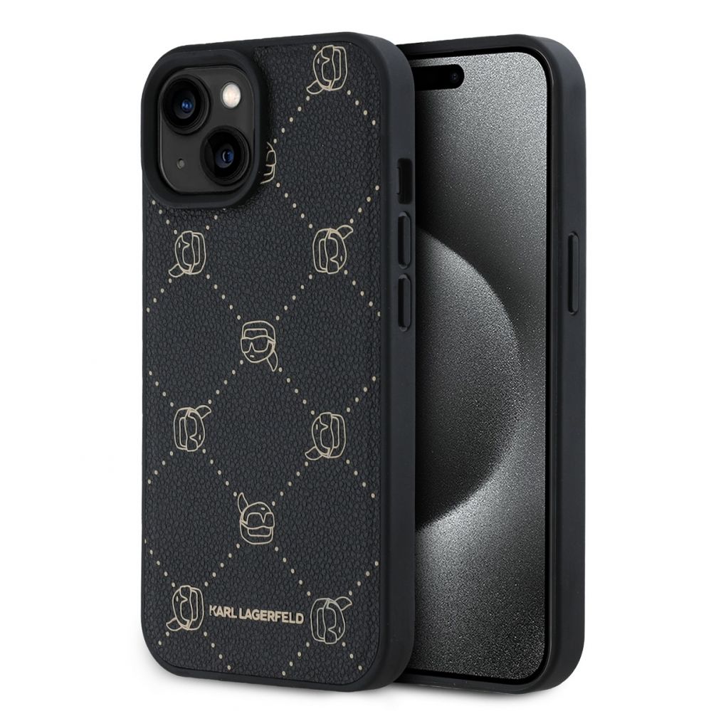 Aizmugurējais vāciņš Karl Lagerfeld - Karl Lagerfeld PU Karl Heads Pattern MagSafe Case for iPhone 15 Black