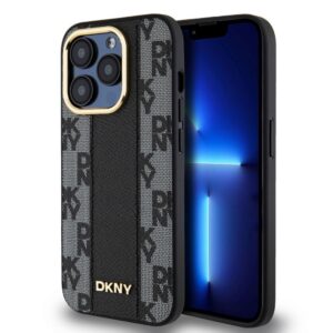 Aizmugurējais vāciņš DKNY Apple DKNY PU Leather Checkered Pattern Magsafe Case for iPhone 15 Pro Black 