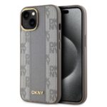 Aizmugurējais vāciņš DKNY Apple DKNY PU Leather Checkered Pattern Magsafe Case for iPhone 15 Beige 