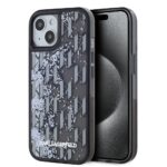 Tagakaaned Karl Lagerfeld Apple Karl Lagerfeld Liquid Glitter Monogram Gradient Case for iPhone 15 Black 
