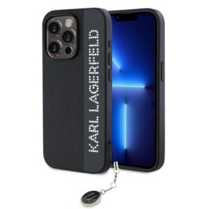 Nugarėlės dėklai Karl Lagerfeld Apple Karl Lagerfeld PU Saffiano Rhinestone Charm Case for iPhone 15 Pro Max Black 