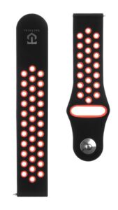 Siksniņa Tactical  20mm Double Silicone Watch Band Black Red