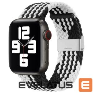Siksniņa iLike Apple Watch 38/40/41mm Braided Fabric Strap Black White