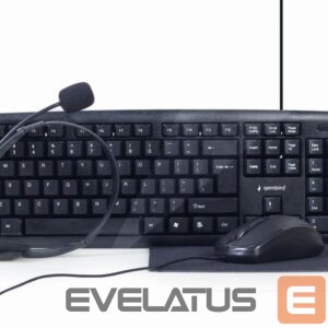 Computer keyboard Gembird  4-in-1 Multimedia office set KBS-UO4-01 Keyboard, Mouse, Pad and Headset Set, Wired, Mouse included, US, Black 