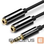 Adapteris Ugreen  Cable headphone splitter mini jack 3.5 mm - 2 x mini jack 3.5 mm (microphone + stereo output) Black