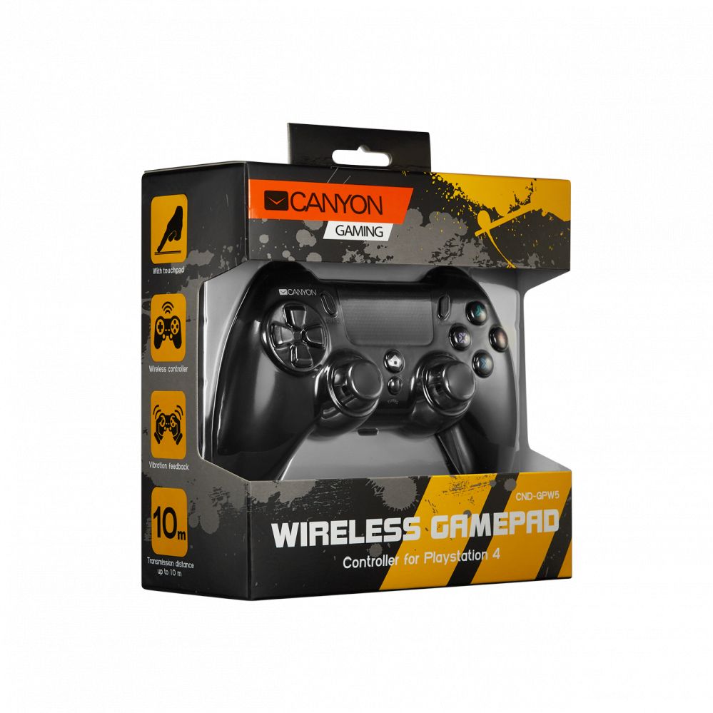 Kontroller Canyon Gaming Wireless Gamepad GP-W5 with Touchpad for PS4 Black