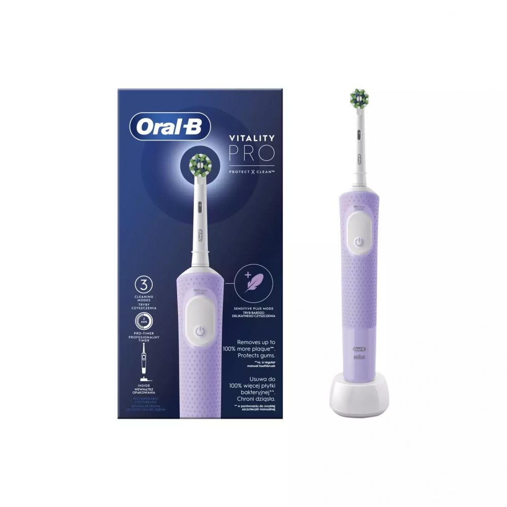 Зубная щётка Oral-B Electric Toothbrush D103 Vitality Pro Rechargeable, For adults, Number of brush heads included 1, Lilac Mist, Number of teeth brushing modes 3