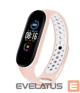 Dirželis iLike  Silicone Wristband Strap for Xiaomi Mi Band 5 Dots Pink White