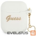Dėklai ausinėms Guess - AirPods 1/2 Silicone Charm Heart Collection White