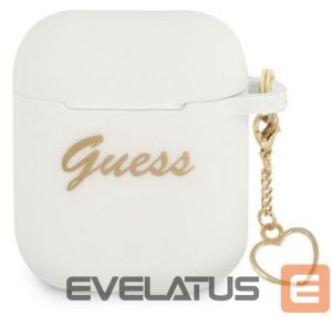 Korpus kõrvaklappidele Guess - AirPods 1/2 Silicone Charm Heart Collection White