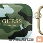 Dėklai ausinėms Guess Apple AirPods 3 cover Camo Collection Green on Black