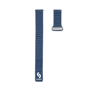 Dirželis Connect  20mm Flat head Leather - Silicone Loop Magnetic Watch Strap (130mm M/L) Midnight Blue
