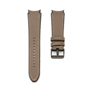 Strap Connect  20mm Silicone Patch Leather Watch Strap (130mm M/L) Taupe