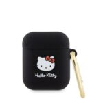 Headphone case Hello Kitty Apple Airpods 1/2 cover czarny Silicone 3D Kitty Head Black