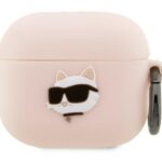 Maciņš austiņām Karl Lagerfeld Apple AirPods 3 cover Silicone Choupette Head 3D case Pink