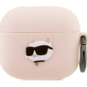 Headphone case Karl Lagerfeld Apple AirPods 3 cover Silicone Choupette Head 3D case Pink