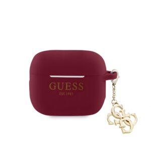 Maciņš austiņām Guess - Airpods 3 Case Silicone Classic Logo Gold With 4G Charm Marengo