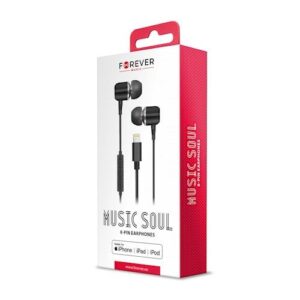 Vadu austiņas Forever  Wired Earphones Music Soul Lightning Stereo Black