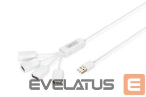Cita datorprece Digitus  USB 2.0 Cable Hub, 4-Port 4x USB A/F, 1x USB A male, DC2.5mm (PSU not incl.) DA-70216 