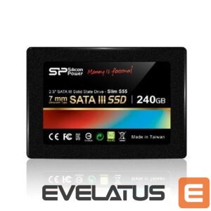 Cietais disks SSD Silicon power  Slim S55 240 GB, SSD interface SATA, Write speed 450 MB/s, Read speed 550 MB/s 