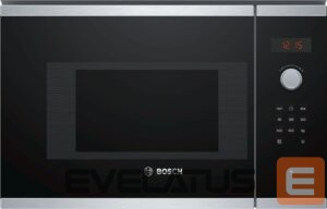 Mikroviļņu krāsns Bosch  Microwave Oven BFL523MS0 20 L, Retractable, Rotary knob, Touch Control, 800 W, Stainless steel/ black, Built-in, Defrost function 