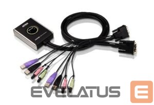 Serveru  - Citi piederumi Aten  2-Port USB DVI/Audio Cable KVM Switch with Remote Port Selector 