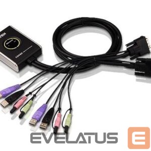 Serveru  - Citi piederumi Aten  2-Port USB DVI/Audio Cable KVM Switch with Remote Port Selector 
