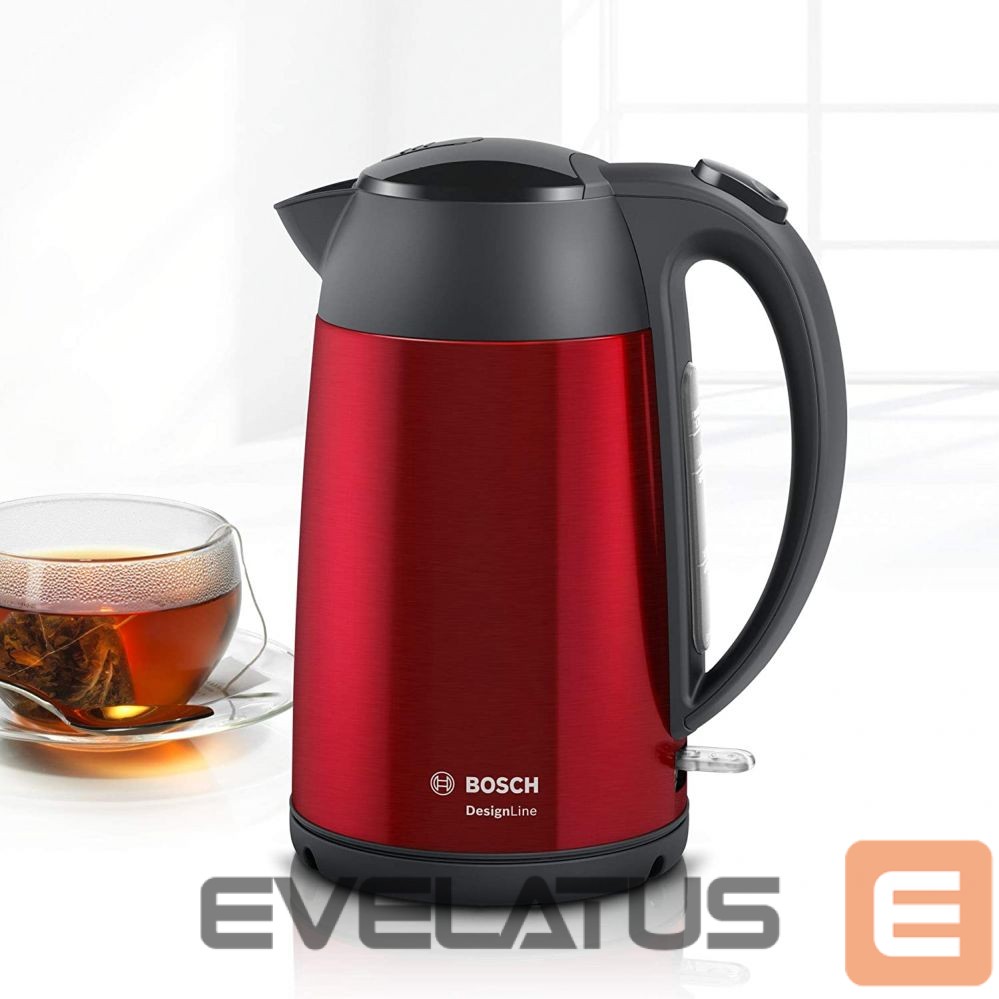 Veekeetja Bosch Kettle DesignLine TWK3P424 Electric, 2400 W, 1.7 L, Stainless steel, 360° rotational base, Red