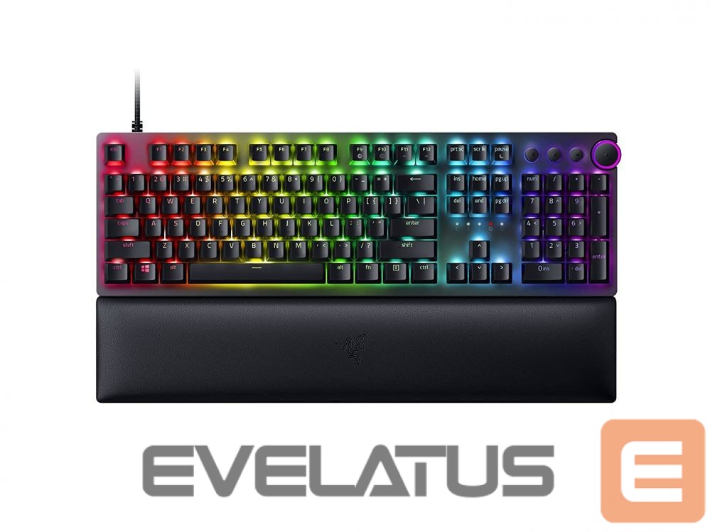 Arvuti klaviatuur Razer Huntsman V2 Optical Gaming Keyboard Gaming keyboard, RGB LED light, NORD, Wired, Black, Clicky Purple Switch, Numeric keypad