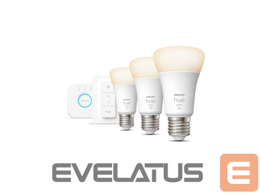 Serveru - Citi piederumi Philips Hue W Starter Kit 9,5W A60 E27 3pcs, Bridge, Switch