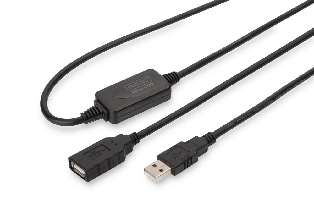 Cable Digitus Active USB 2.0 Repeater/Extension Cable DA-73100-1 10 m, Black