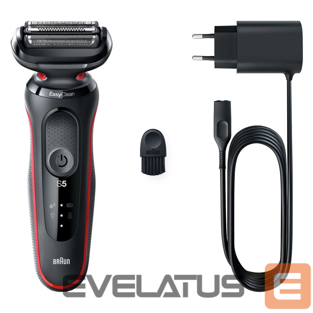 Skustuvas Braun Shaver 51-R1000s Operating time (max) 50 min, Wet & Dry, Black/Red