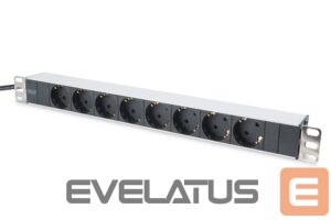 Automātslēdzis Digitus  Aluminum outlet strip with 8 safety outlets 	DN-95401 Sockets quantity 8, 8x safety outlets 250VAC 50/60Hz / 16A / 4000W. Installation: Desktop, Rack 0U, Rack 1U 