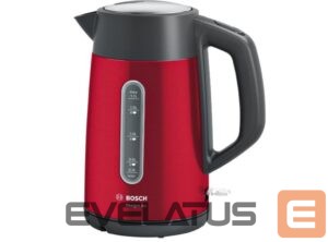 Tējkanna Bosch  Kettle DesignLine TWK4P434 Electric, 2400 W, 1.7 L, Stainless steel, 360° rotational base, Red/Black 