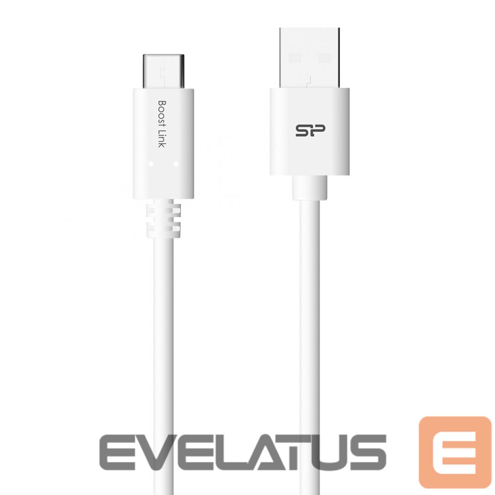 Kabelis Silicon power USB A to Micro USB-C cable LK10AC White