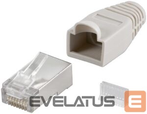Parveidotājs Goobay  68746  RJ45 plug, CAT 5e STP shielded with strain-relief boot, grey 