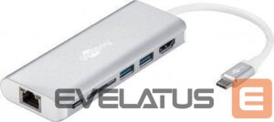 Serveris – kiti priedai Goobay  USB-C Premium Multiport-Dock 76788 Silver 