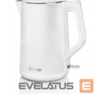 Tējkanna GORENJE  Kettle K15DWW Electric, 2200 W, 1.5 L, Plastic + metal, 360° rotational base, White 