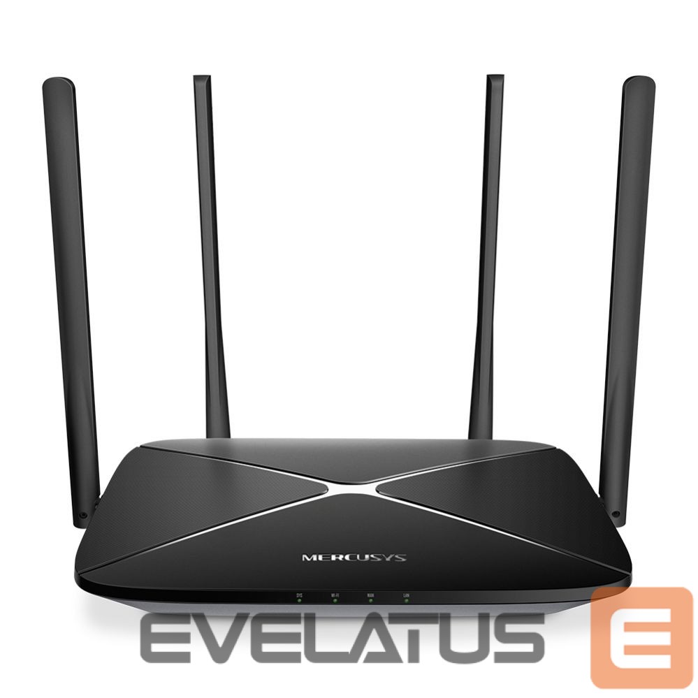 Routers MERCUSYS AC1200 Wireless Dual Band Gigabit Router AC12G 802.11ac, 300+867 Mbit/s, 10/100/1000 Mbit/s, Ethernet LAN (RJ-45) ports 3, MU-MiMO No, Antenna type 4xFixed, Black