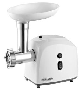 Meat grinder Mesko  MS 4805 Meat mincer, Power 600W, Bowl, Middle size sieve, Mince sieve, Poppy sieve, Plunger, Sausage filler   MS 4805  White, Middle size sieve, mince sieve, poppy sieve, plunger, sausage filler, kibbe attachment 