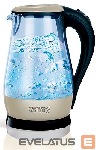 Veekeetja Camry CR 1251 Standard kettle, Glass, Glass/Black, 2000 W, 360° rotational base, 1.7 L