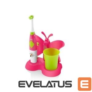 Zobu birste ETA  Toothbrush with water cup and holder Sonetic  129490070 Battery operated, For kids, Number of brush heads included 2, Pink 