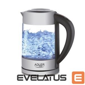 Teapot Adler  Kettle AD 1247 NEW With electronic control, 1850 - 2200 W, 1.7 L, Stainless steel, glass, Stainless steel/Transparent, 360° rotational base 