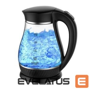 Teapot Adler  Kettle  AD 1274  Standard, Plastic, glass, Black/ transparent, 2200 W, 360° rotational base, 1.7 L 