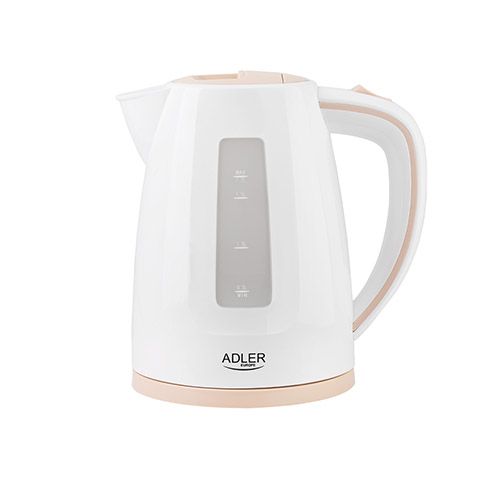 Teapot Adler Kettle AD 1264 Standard, 2200 W, 1.7 L, Plastic, White, 360° rotational base